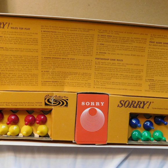 Vintage Sorry! Parker Brothers Board Game 1964 - Picture 8 of 16